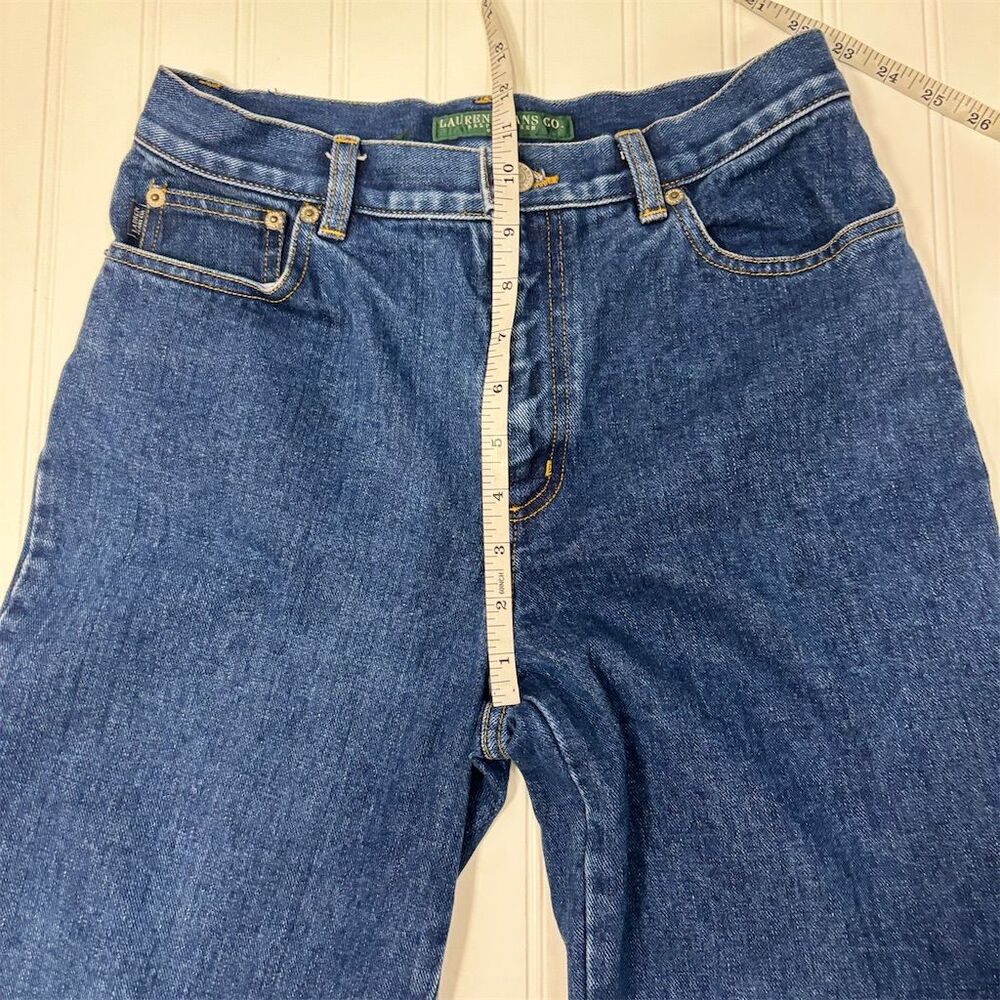 Lauren Jeans Co. Women's Petite High-Rise Straight Leg Jeans Blue - Picture 10 of 12